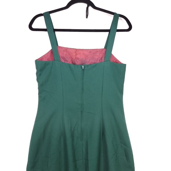 Vintage Alex Evenings Classic Dress Sleeveless Maxi Size 10 Green Polyester - Picture 4 of 15
